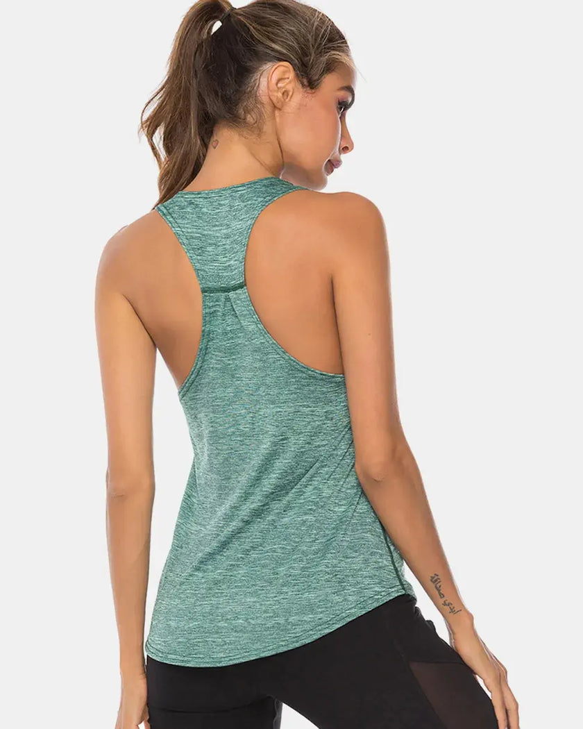 Full Size Scoop Neck Wide Strap Active Tank  Style Ratio