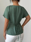 Beaded Neckline Short Sleeve Blouse  Style Ratio