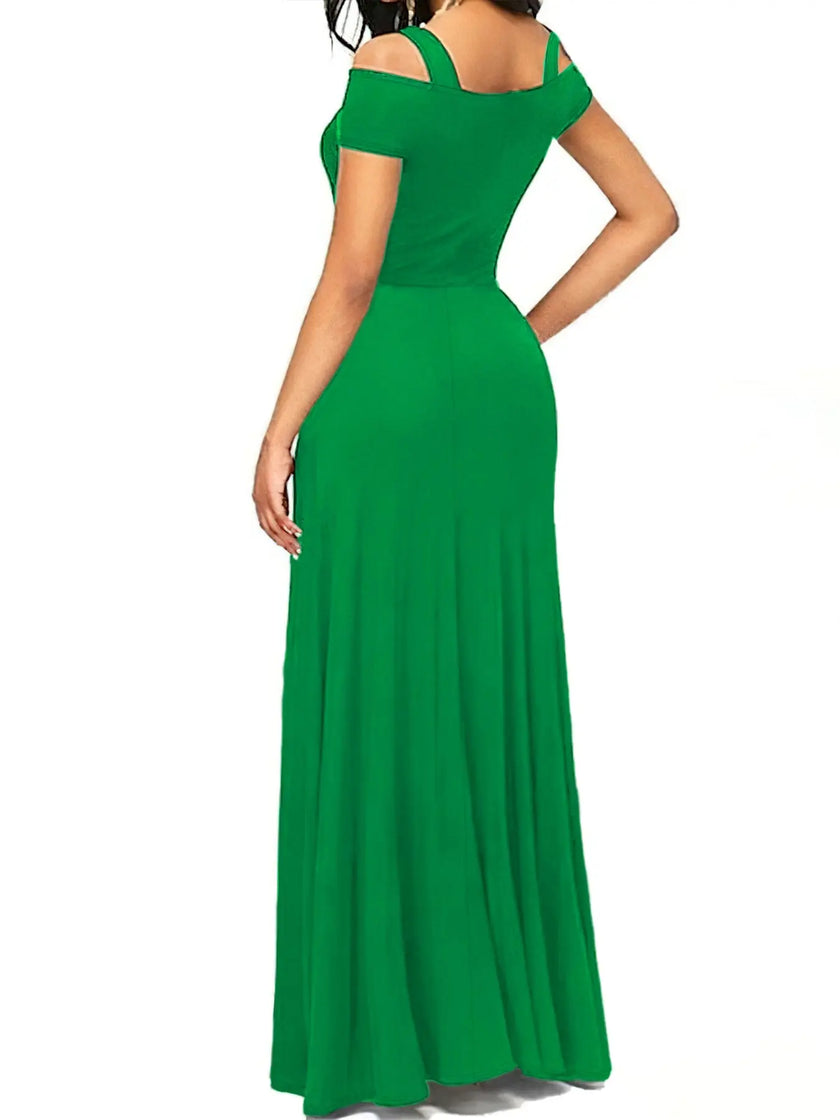Elegant Off-Shoulder Slit Maxi Dress  Style Ratio