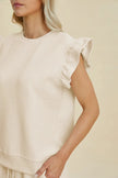 Double Take Full Size Texture Round Neck Ruffle Sleeve Top and Shorts Set  Style Ratio