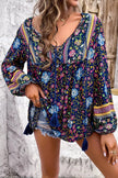 Floral Print Tie Neck Blouse  Style Ratio