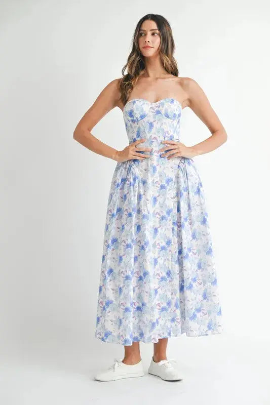 Mable Sweetheart Neckline Floral Printed Midi Dress  Style Ratio