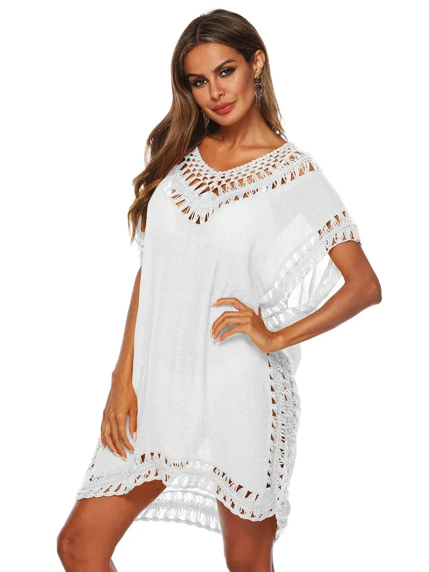 Bohemian Crochet Trim Beach Cover Up  Style Ratio