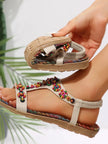 Beaded T-Strap Flat Sandals  Style Ratio
