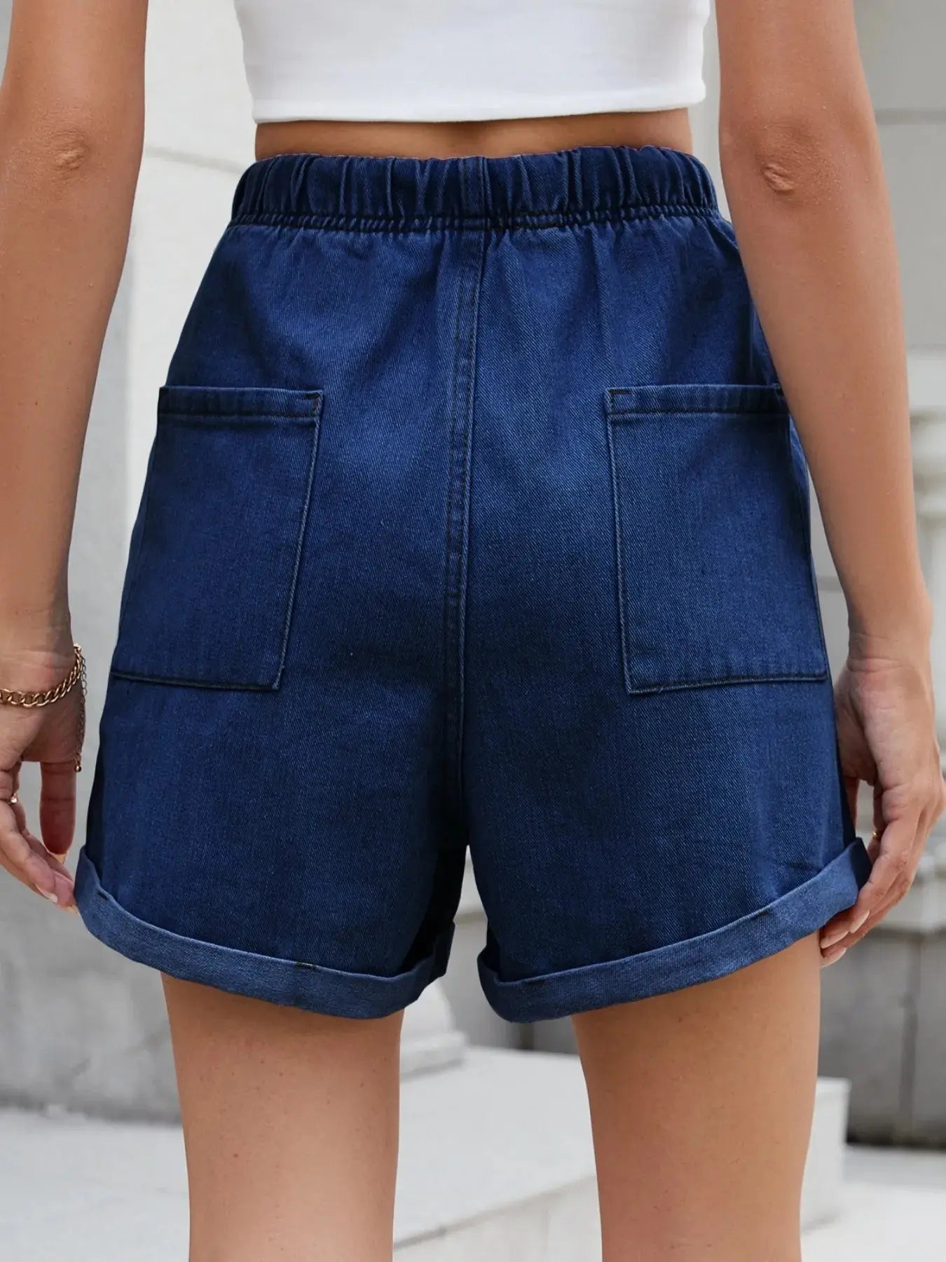 Drawstring Wash Denim Shorts  Style Ratio