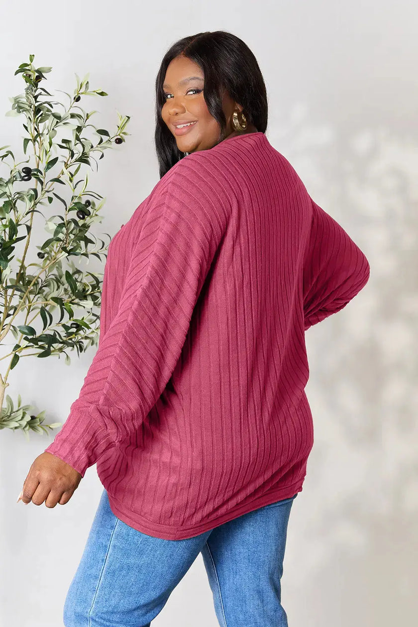Basic Bae Full Size Ribbed Cocoon Cardigan  Style Ratio