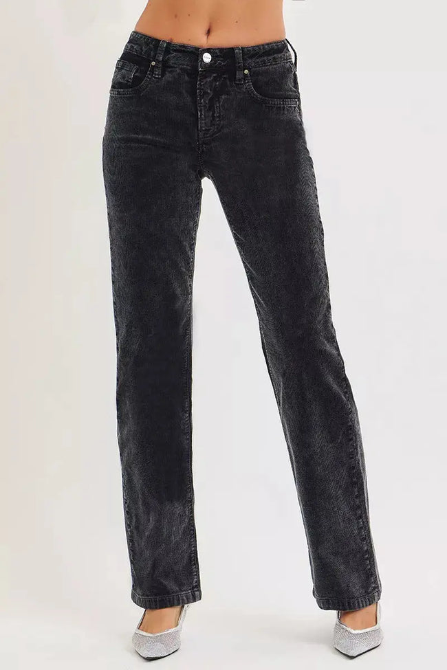 RISEN Tummy Control Mid Rise Straight Leg Corduroy Pants  Style Ratio