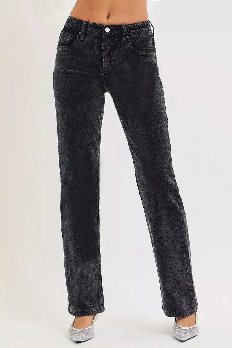 RISEN Tummy Control Mid Rise Straight Leg Corduroy Pants  Style Ratio