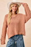 BiBi Chunky Knit Sweater with Flower Detail Sleeves  Style Ratio