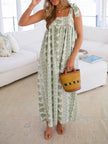 Elegant Floral Print Tie-Shoulder Dress  Style Ratio