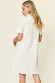 Double Take Full Size Texture Collared Neck Short Sleeve Dress  Style Ratio