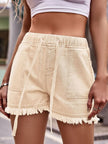 Denim Drawstring Raw Hem Denim Shorts  Style Ratio