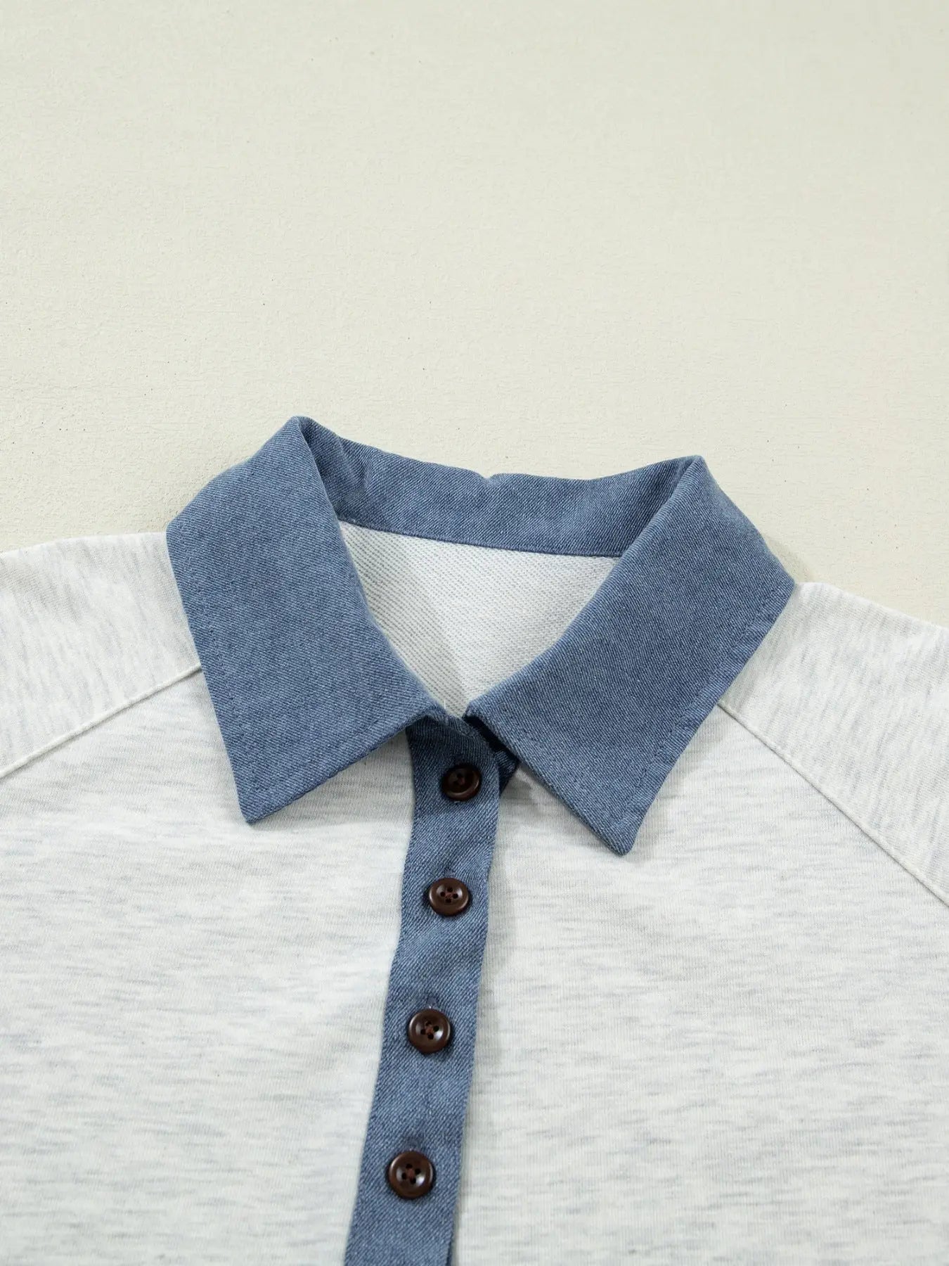 Contrast Trim Button Detail Short Sleeve Shirt  Style Ratio