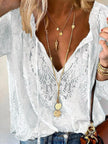 Lace Tie-Neck Blouse  Style Ratio