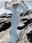 Crochet Knit Long Sleeve Maxi Cover-Up Dress  Style Ratio