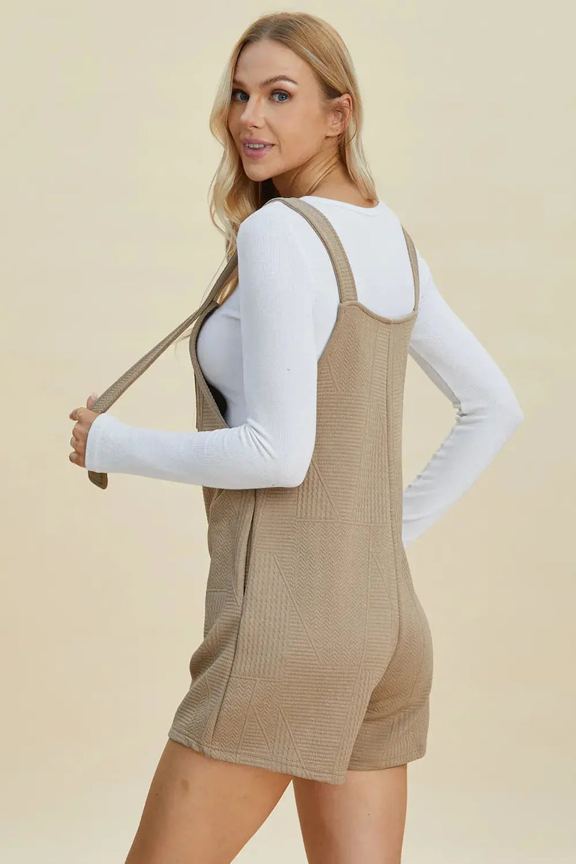 Double Take Full Size Texture Sleeveless Romper  Style Ratio