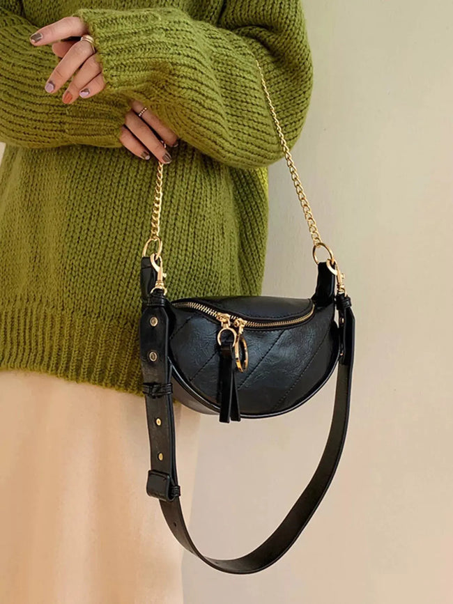 Chain Decor Crescent Crossbody Bag  Style Ratio