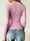 Ribbed Knit Long Sleeve Fitted Shirt  Style Ratio