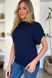 Double Take Full Size Mock Neck Short Sleeve Sweater  Style Ratio