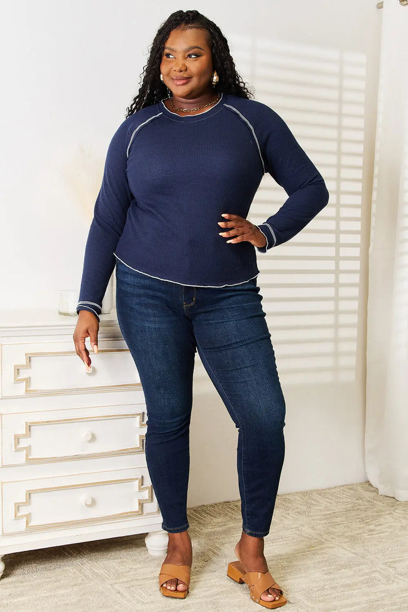 Basic Bae Long Raglan Sleeve Round Neck Sweatshirt  Style Ratio
