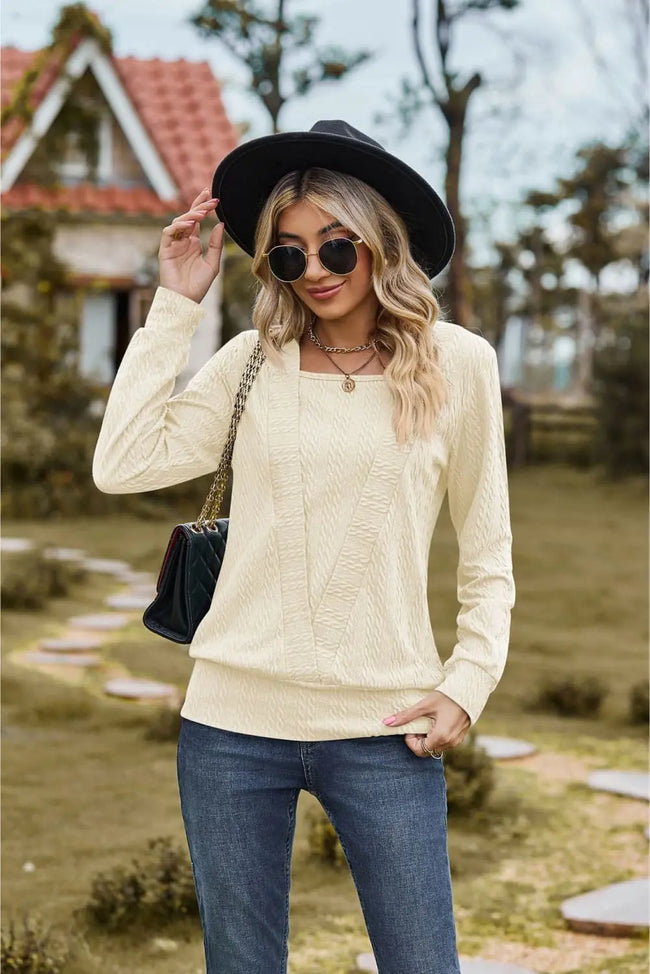 Square Neck Long Sleeve Top  Style Ratio