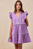 BiBi Gameday Theme Contrast Binding Ruffled Dress  Style Ratio