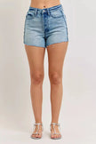 Judy Blue Hw Rigid Magic Cut Off Denim Shorts with Raw Side Seams  Style Ratio