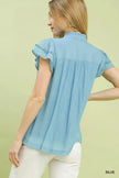 Umgee Scalloped Trim Flutter Sleeve Top  Style Ratio