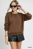 Umgee Round Neck Long Sleeve Fleece Sweatshirt  Style Ratio