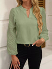 Notched Balloon Sleeve Blouse  Style Ratio