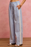 SO ME Wide Check  Pants With Side Lace Trim And Piping  Style Ratio
