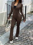Zip Up Long Sleeve Outerwear and Pants Active Set  Style Ratio