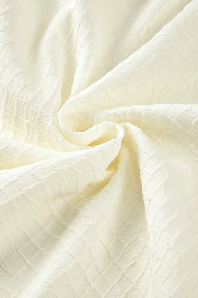 Floral Embroidered Notched Puff Sleeve Blouse  Style Ratio