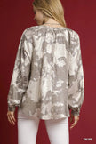 Umgee Full Size Metallic Fabric Blouse with Balloon Sleeves  Style Ratio