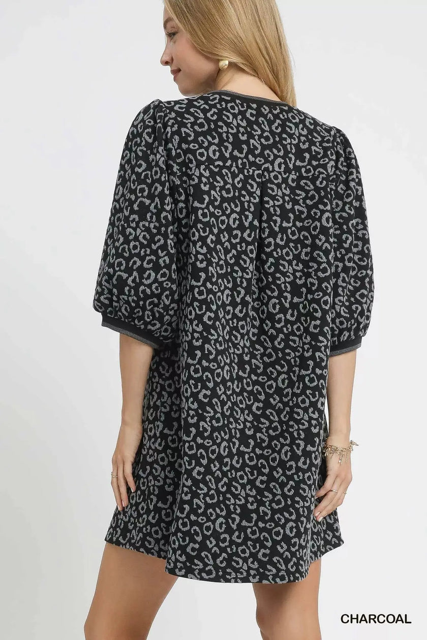 Umgee Leopard Print Jacquard Mini Dress  Style Ratio