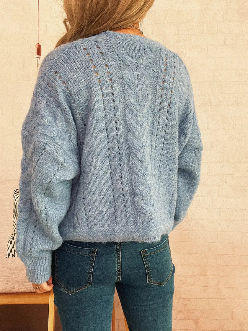 Cable Knit Button-Up Cardigan  Style Ratio