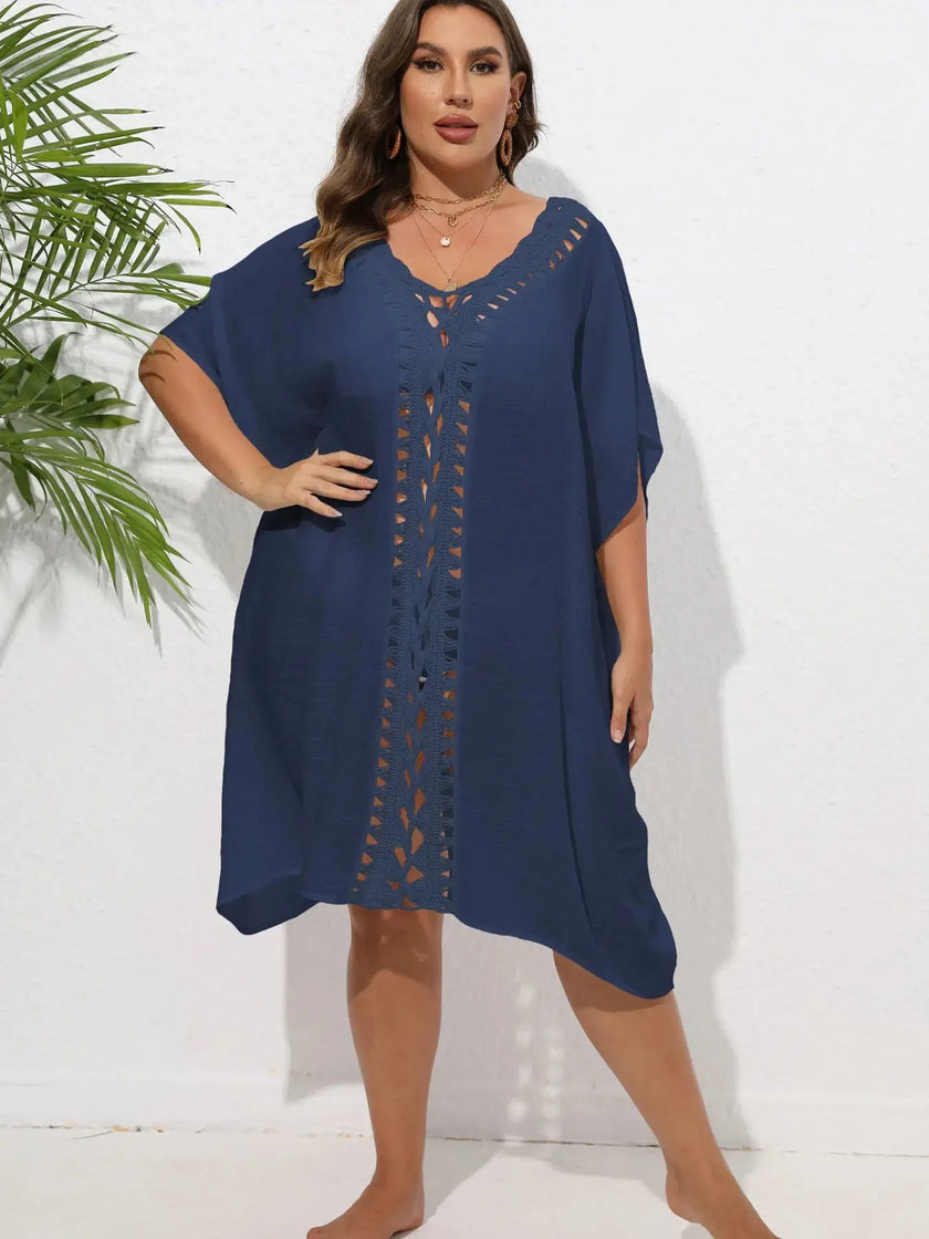 Crochet Trim V-Neck Beach Cover Up  Style Ratio