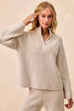 BiBi Two Tone Rib Textured Knit Collared Top with Zip Up  Style Ratio