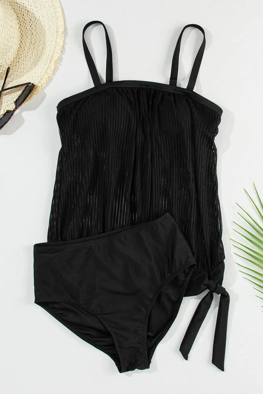 Square Neck Spaghetti Strap Tankini Set  Style Ratio