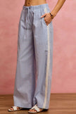 SO ME Wide Check  Pants With Side Lace Trim And Piping  Style Ratio
