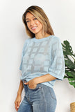 Mandy Ribbed Trim Round Neck Knit Blouse  Style Ratio