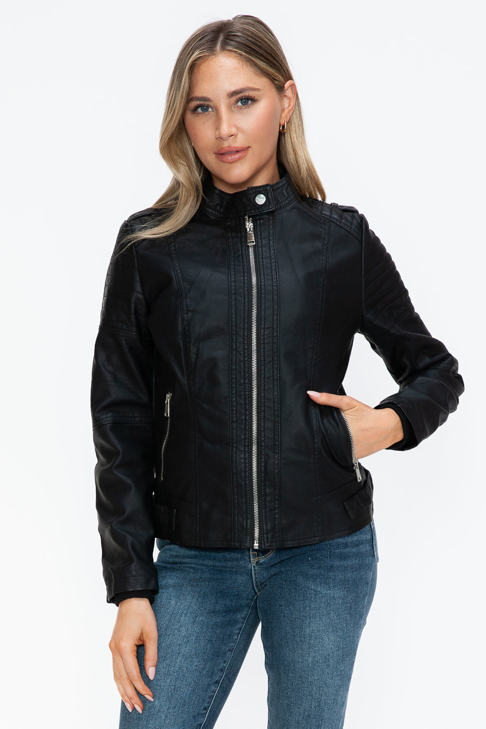 Biker Jacket with Side Zip Pockets