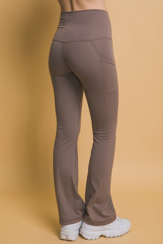 High Waist Flare Active Leggings with Side Pockets