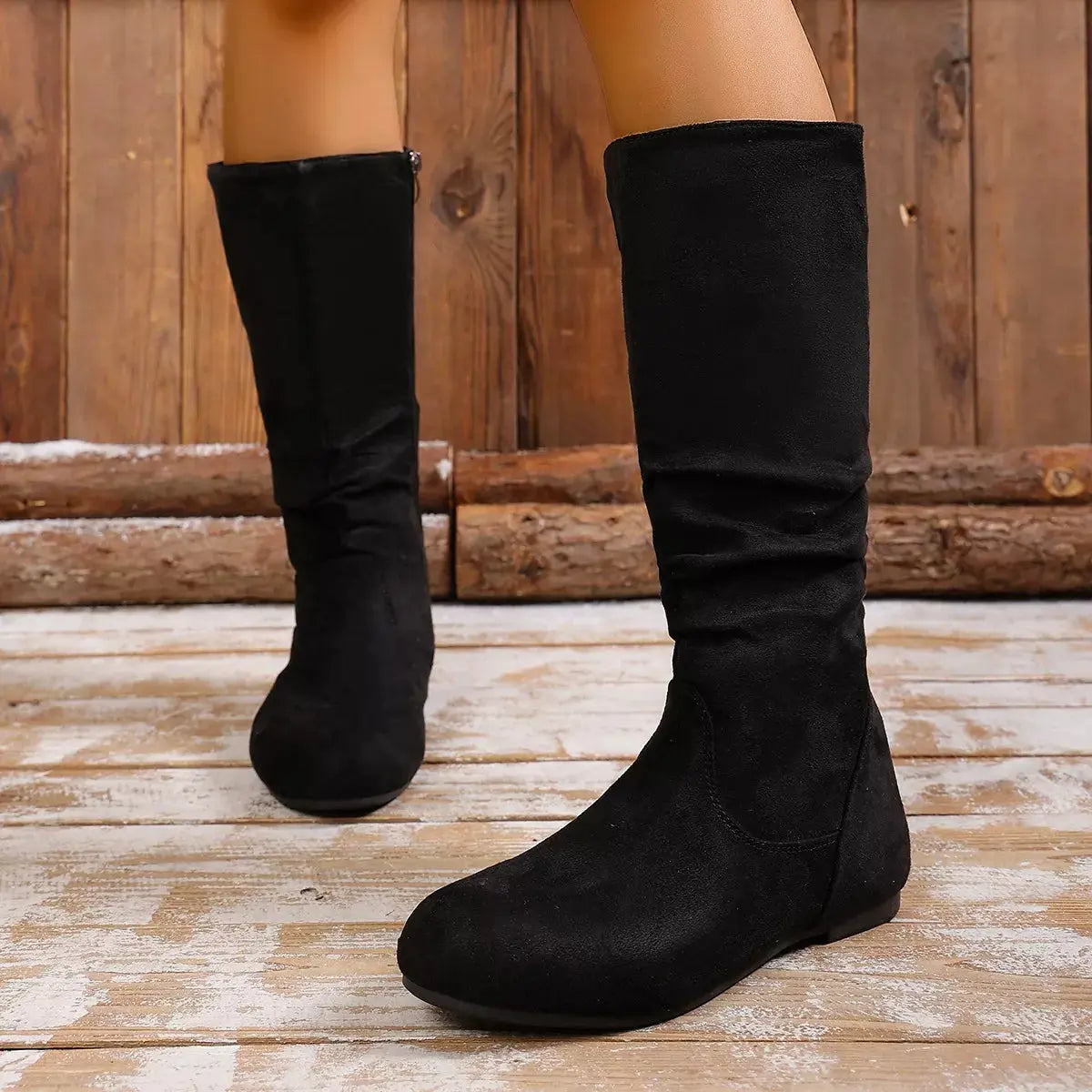 Round Toe Side Zip Boots  Style Ratio