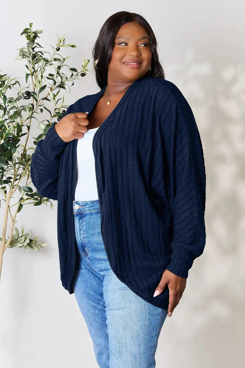 Basic Bae Full Size Ribbed Cocoon Cardigan  Style Ratio