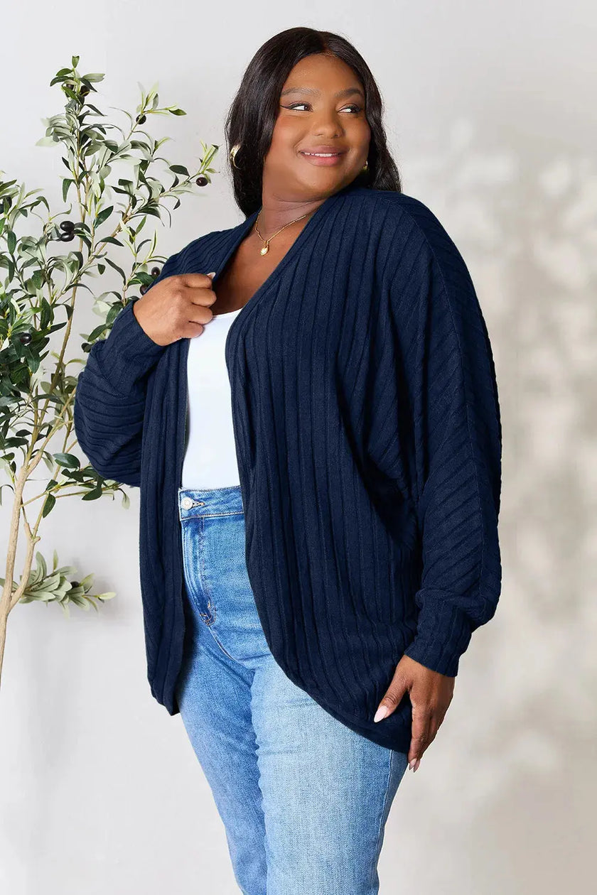Basic Bae Full Size Ribbed Cocoon Cardigan  Style Ratio