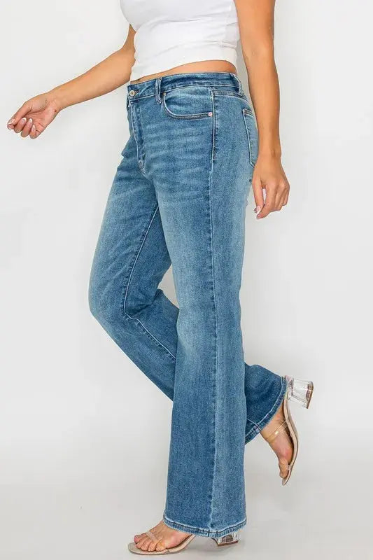 bytos Full Size Cat's Whiskers Mid Rise Bootcut Jeans  Style Ratio