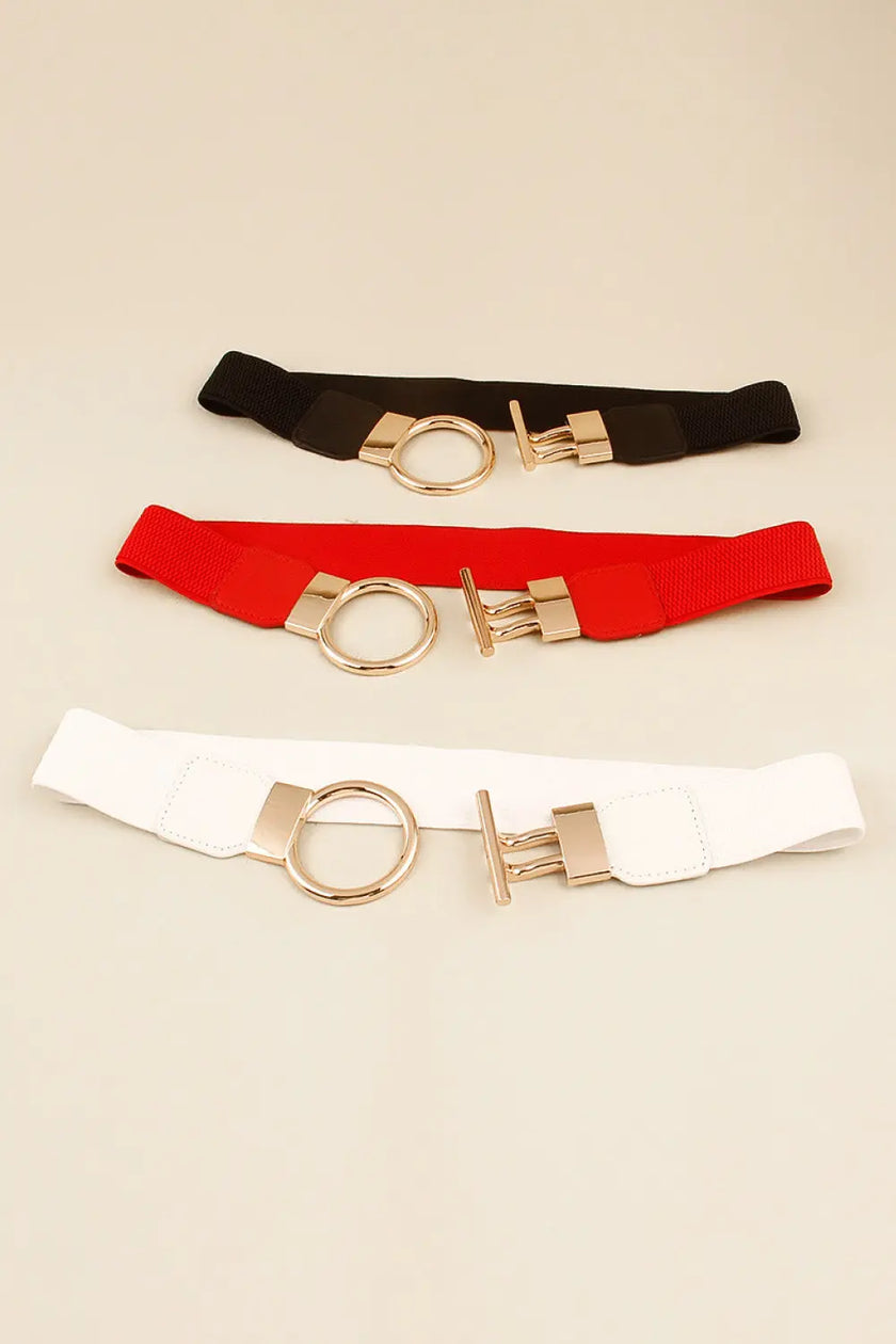 Circle Shape Buckle Zinc Alloy Buckle PU Leather Belt  Style Ratio