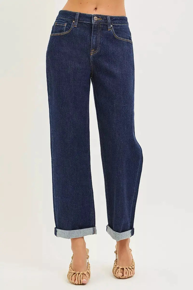 RISEN Slouchy Cropped  Boyfriend Jeans With Cuffed Hem  Style Ratio