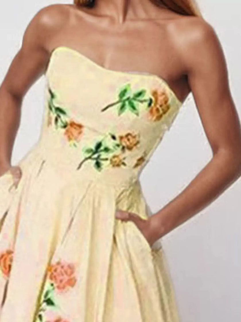 Floral Print Tube Maxi Dress  Style Ratio